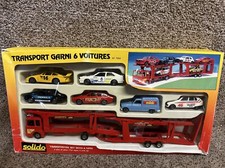 Solido 1/43 - Saviem Semi Remorque Transport Garni de 6 Voitures 7004