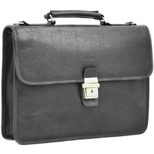 Katana - Cartable en cuir 1 soufflet - noir - 6486