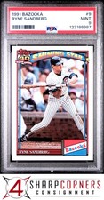 1991 BAZOOKA #9 RYNE SANDBERG CUBS HOF PSA 9