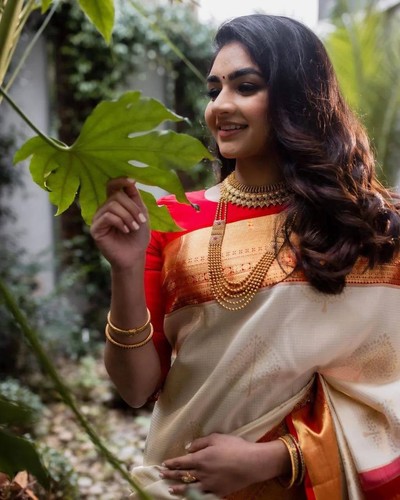 Crème sari mariage - crème,