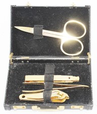 Goldtone-Manicure $ Pedicure-Tools-In Travel Case-Stainless Steel