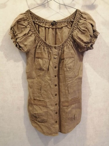 Blouse marron lin - blouse,
