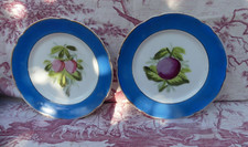 Paris porcelain 2 plates FRUIT hand painted decor 21.5cm Napoleon III