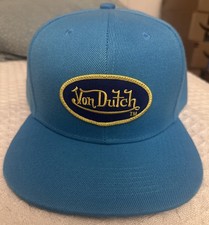 Von Dutch Snapback Hat Turquoise Blue With Embroidered Patch Sewn On
