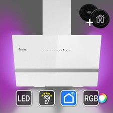 Hotte aspirante cuisine 60cm Hotte Murale Inclinées acier inoxydable verre blanc