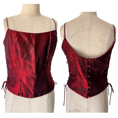 Vtg 90s taffeta red - taffeta, satin