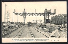 Old postcard Soignies, Carrières du Hainaut, electric crane 1907 