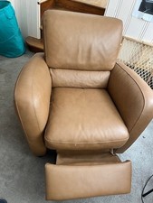Vintage and Soft Tan Brand New Leather Natuzzi Reclining Arm Chair