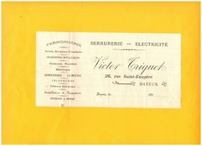 BAYEUX (14) IRONWORK / LOCKSMITH "Victor TRIQUET" invoice on the back in 1915