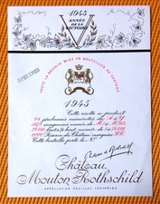 Rare wine label Mouton Rothschild 1945 Bordeaux Pauillac specimen wine label