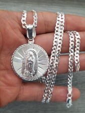 cadena y virgen de Guadalupe plata 925 plata real y autentica y marcada
