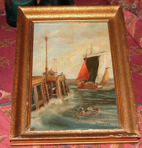 Petit tableau huile sur isorel - tableau,