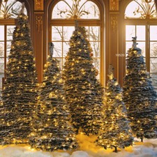 Sapin de Noël Artificiel Neige Floqué Arbre / Avec Guirlande Lumineuse Pop Up