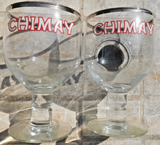 lot of 2 CHIMAY BEER GLASSES 33 cl duo vf advertising condition