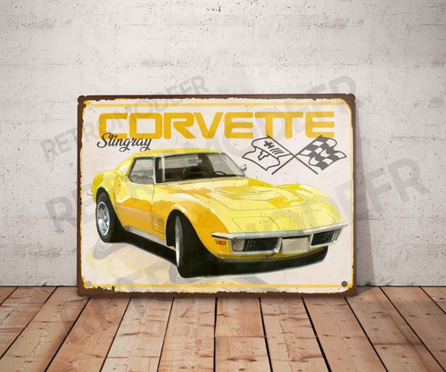 Plaque métal vintage corvette - métal,