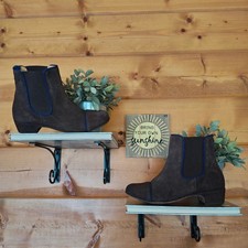 Kickers Suede Leather Chelsea Ankle Boots Booties Brown Cap Toe Piping Size 38