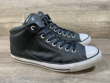 Converse All Star High Street Hi Shoes Chuck Taylor Black Leather Mens Size 12