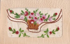 Old postcard embroidered card