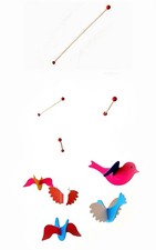 Bébé Mobile Bois 5 Oiseau Env. 25-30 CM De Large Lit Suspension Décorative