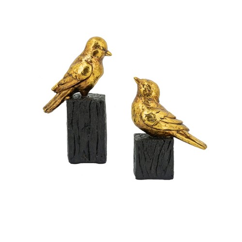 Set gold resin songbird - 2/set,