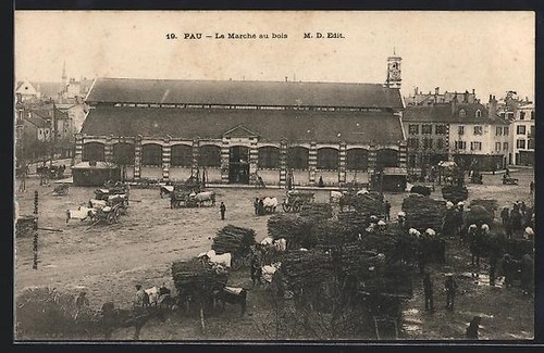 Cpa pau marché bois - marché,
