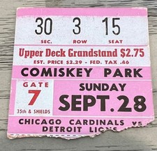 Sept 28 1947 Charlie Trippi Football NFL Debut Chicago Cardinals Ticket Stub HOF