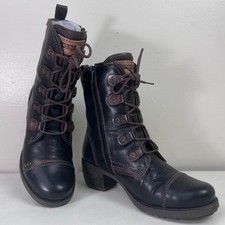 Pikolinos Leather Boots Women's 36 EU (6) Black Brown Lace Up Zipper Victorian