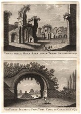 Rome Caracalla Thermen Original Gravure sur Cuivre Gio. Brun 1800