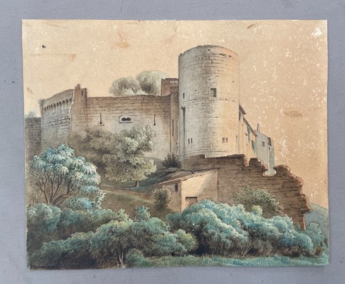 Chateau aquarelle ancienne - aquarelle,