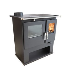 Cuisinière à bois avec dessus en métal, four Verso CS Inox  - 7.7 Kw Gauche