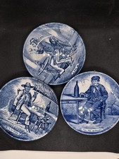 Set of 3 Vintage Boch Holland Blue & White Delft Plates – Folklore Comic Scenes