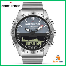 ✅ Montre Homme NORTH EDGE Plongée 200m Acier Militaire Altimètre Boussole Baromè