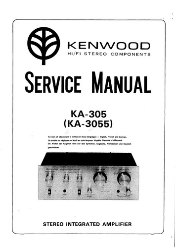 Service manuel instructions - service, d'instructions