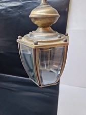 suspension lanterne ancienne laiton patiné et verre biseauté vintage