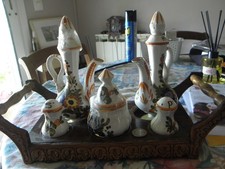 ensemble de condiments Céramique, huile, vinaigre, sel et poivre, moutarde