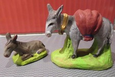 Antique SANTON DONKEY COVER &ÂNON Signed Paul FOUQUE Santons Series 4cm