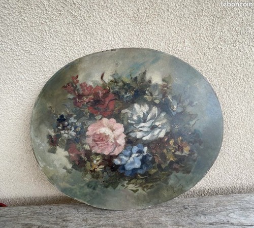 Tableau ovale nature morte aux - ovale,