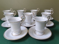 Porcelaine de Limoges 9 Tasses + 9 Sous Tasses style Empire - Parfait état