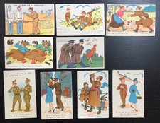 Lot of 9 Postcards, Humorous, Military