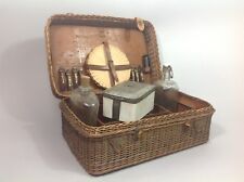 CHEAP Paris Left Bank Basket Suitcase Wicker Picnic Pub Vintage v1930
