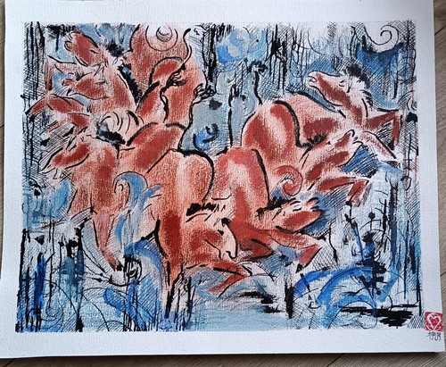 Tableau contemporain huile - tableau,