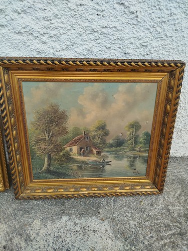Tableau ancien une ferme - , un