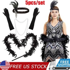 Ladies Gatsby Fancy Dress Accessories Flapper 1920'S Charleston Girl Dress Set