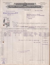 BOURG - INVOICE ESTABLISHMENTS GAUTHIER & CIE - LINGERIE & BRAS - 1946