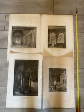 Lot of 46 Large Antique 19th Century Engravings - Religious & Medieval Architecture