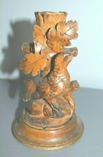 Antique Carved Wood Bird Candle Holder 