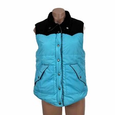 Black Reversible Vest Jacket ROXY Vintage 90s y2k Corduroy Aqua Coat Bomber Sz L