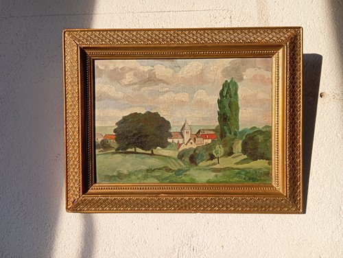 Tableau huile sur bois paysage - huile,