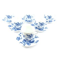 Soucoupe tasse Richard Ginori bleu rose café thé 6 vaisselle motif floral