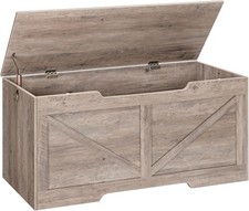 HOOBRO Coffre de Rangement, Banc de Rangement avec Couvercle en Bois, Solide